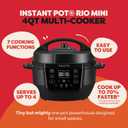 Instant Pot 4QT RIO Mini 7-in-1 Multi-Cooker, Pressure Cooker, Slow cook, Saut, Steam, Rice Maker, Yogurt, & Warmer, Black, 4 Quarts