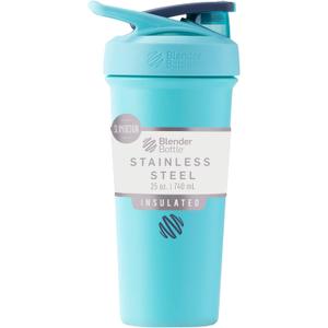 BlenderBottle Sport Sleek Shaker Cup Insulated Stainless Steel Water Bottle with Wire Whisk, 25-Ounce, Seafoam