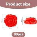 DICOSMETIC 80Pcs Resin Rose Flower Beads 18.5x18x8mm Flatback Rose Flower Charms No Hole Red Carved Roses Beads Opaque Flowers Cabochons for DIY Scrapbooking Embellishment Jewelry Making