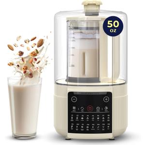 16-in-1 Blender & Nut Milk Maker, 50oz  Soy/Oat Milk, Plant-Based Milk, Milkshake, Soup Maker. 8 High-Speed Blades, Ultra-Quiet Noise Canceling, Auto Timer, Heat Insulation.