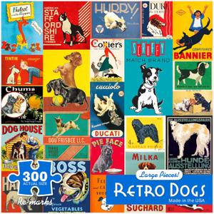 Re-marks Retro Dogs Puzzle, 300-Piece Jigsaw Puzzle for All Ages
