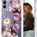 Hungo Compatible for Samsung Galaxy S25 Plus / S24 Plus Case Clear Design,Girly Girls Aesthetic Flower Designer Skin S24+ S25+ Pink Rose