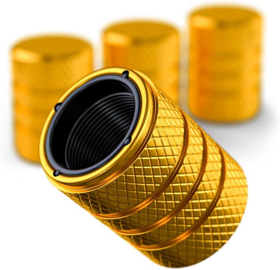 Aluminum Tire Valve Stem Caps  Anti-Rust, Premium Anodized Aluminum, Corrosion-Resistant, Easy Install, Universal Fit for Car, Truck, Bike, SUV  1 Pack/Set of 4 (Yellow Gold)