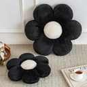 Flower Pillows, Decorative Pillows for Couch, Cute Daisy Pillow for Bed, Flower Shaped Decorative Throw Pillow Room Decor (Black, 14.9 Inches)