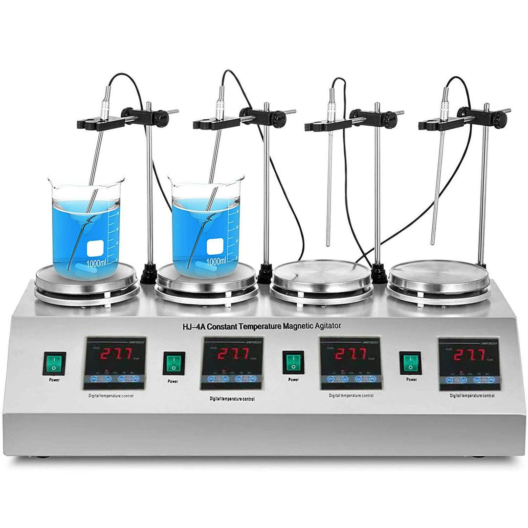 Digital Magnetic Stirrer with Hotplate 0~2400 RPM Mixer Plate Magnetic Lab Stirrer Mixer with Stirring Bar (4 Unit Plate)