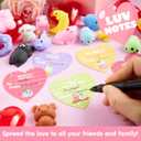 JOYIN 28 PCS Mochi Squishy Toys with Valentine Cards and Filled Hearts Party Favors for Kids Valentine Gifts Classroom Exchange, Kawaii Stress Relief Toy for Valentines Day Gift Exchange, Game Prizes