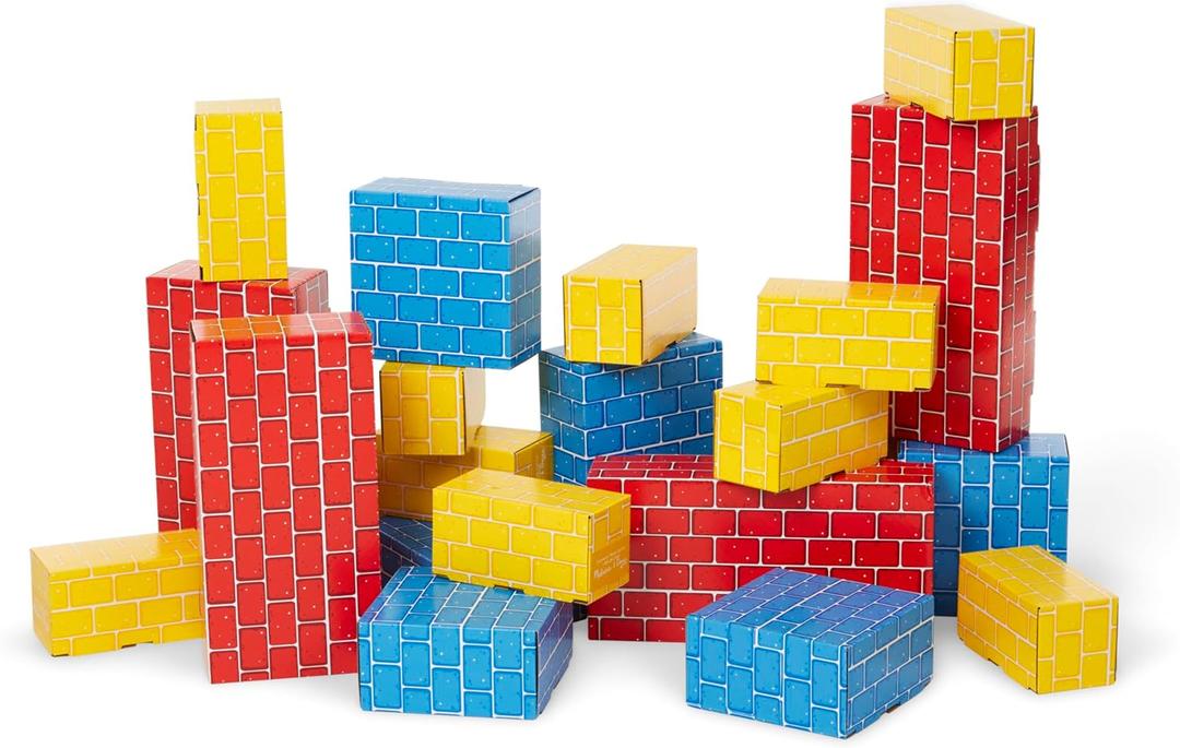 Melissa & Doug Jumbo Cardboard Blocks Building Set (40 pc) - Lightweight Building Toys and Montessori Toys for Toddlers and Preschool Learning Activities, 40 Piece