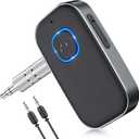 COMSOON Bluetooth Receiver for Car, Noise Cancelling 3.5mm AUX Bluetooth Car Adapter, Wireless Audio Receiver for Home Stereo/Wired Headphones, Hands-Free Call, 16H Battery Life - Dark Gray