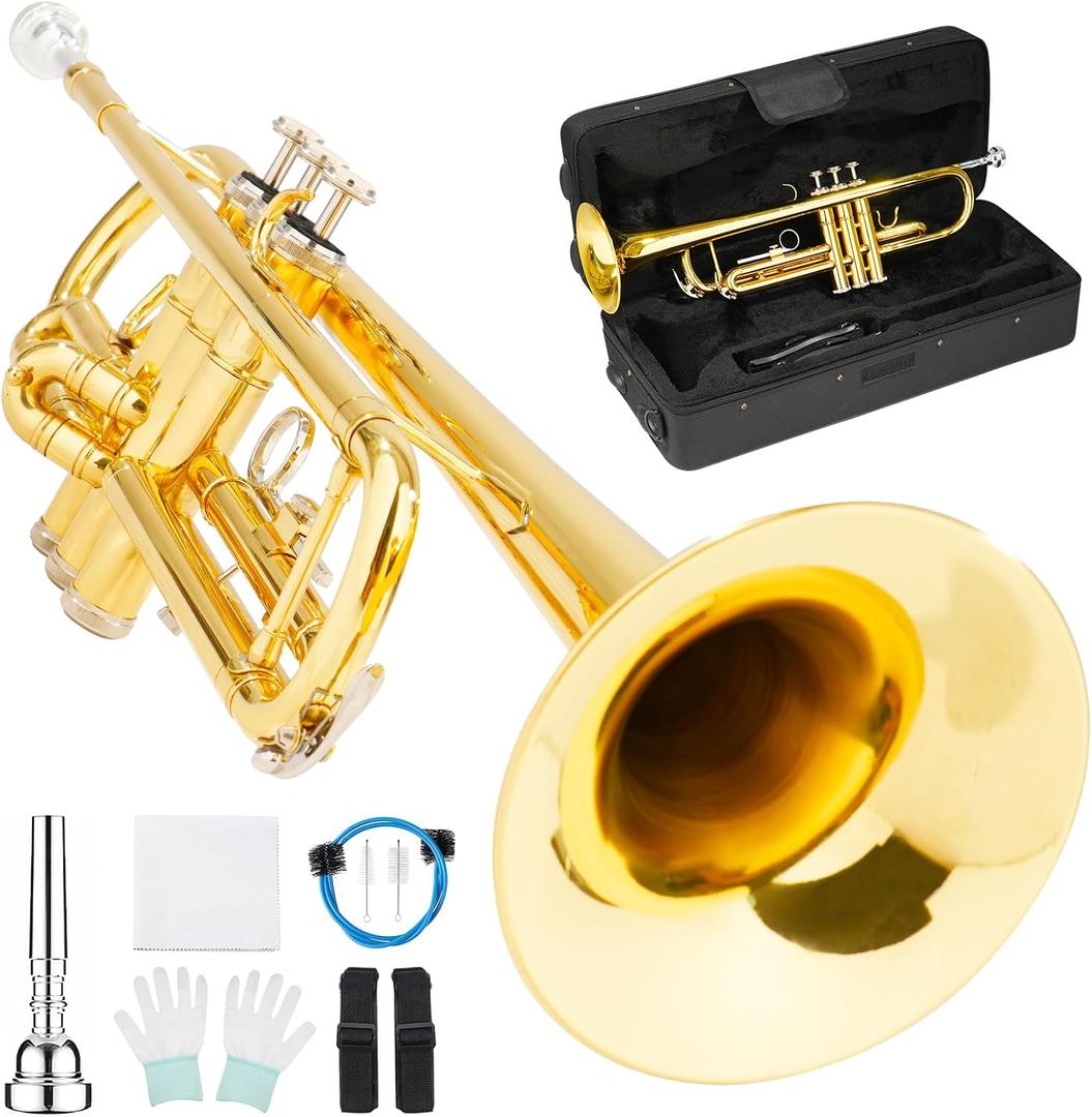 LeSage Bb Standard Trumpet Set for Beginner, Brass Student Trumpet Gold