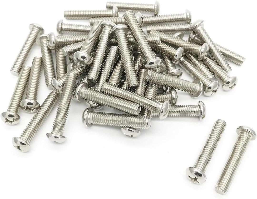 50 Pcs M5 Phillips Pan Head Machine Screws, 304 Stainless Steel Metric Cross Head Screws Bolts Fasteners Fully Threaded,M56mm
