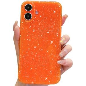 OWLSTAR for iPhone 16 Case 6.1 inch, Cute Glitter Bling Thin Slim Shockproof Sparkly Shiny Soft Silicone Phone Case for Women Girls (Orange), Pack of 4