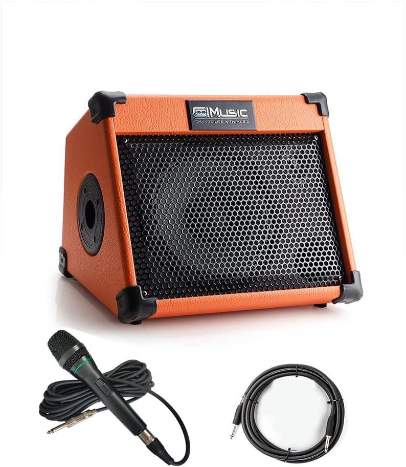 Acoustic Guitar Amplifier, 20 Watt Bluetooth Amp for Guitar Acoustic with Reverb Chorus Effect, 3 Band EQ Including Microphone and Audio Cable