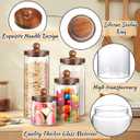 Gerrii Glass Storage Jars Set of 4, Clear Food Storage Containers with Wooden Lids Airtight Kitchen Canisters with Sticker and Chalk for Candy Cookie Rice Sugar Flour Pasta Nuts Beans Spice, 4 Sizes