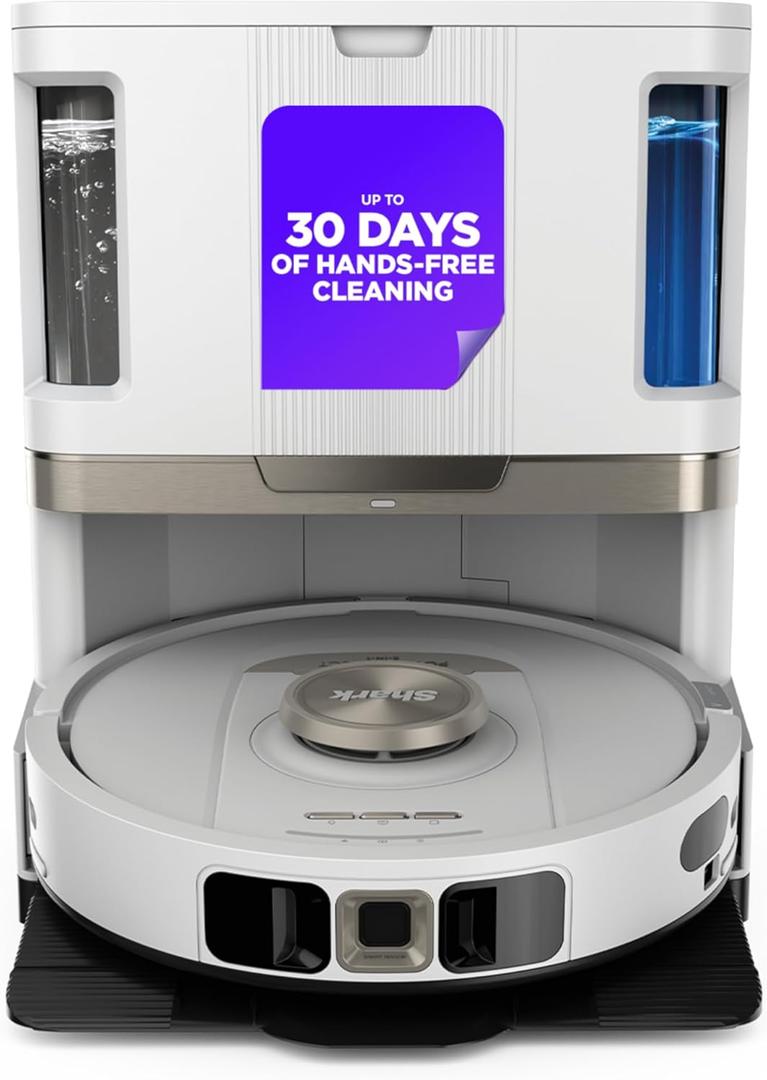 Shark Stratos 2-in-1 Robot Vacuum & Mop with 25+ Hands-Free Features & NeverTouch Self-Cleaning Base, Precision Mapping, Autolift Technology, HEPA Filtration, Edge Detect, AV2700ZE, White