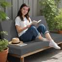 idee-home Outdoor Bench Cushion Waterproof, Bench Cushions for Outdoor Furniture, Patio Porch Swing Replacement Seat Pad with Ties for Garden Backyard, 59 x 18 Inch Dark Grey