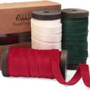 Ribbli Red White Green Velvet Ribbon 3 Rolls Double Faced 3/8 Inch 18-Yard with Wooden Spool Use for Christmas Tree Ornaments Gift Wrapping Wreath Decoration Wedding Boutonnieres