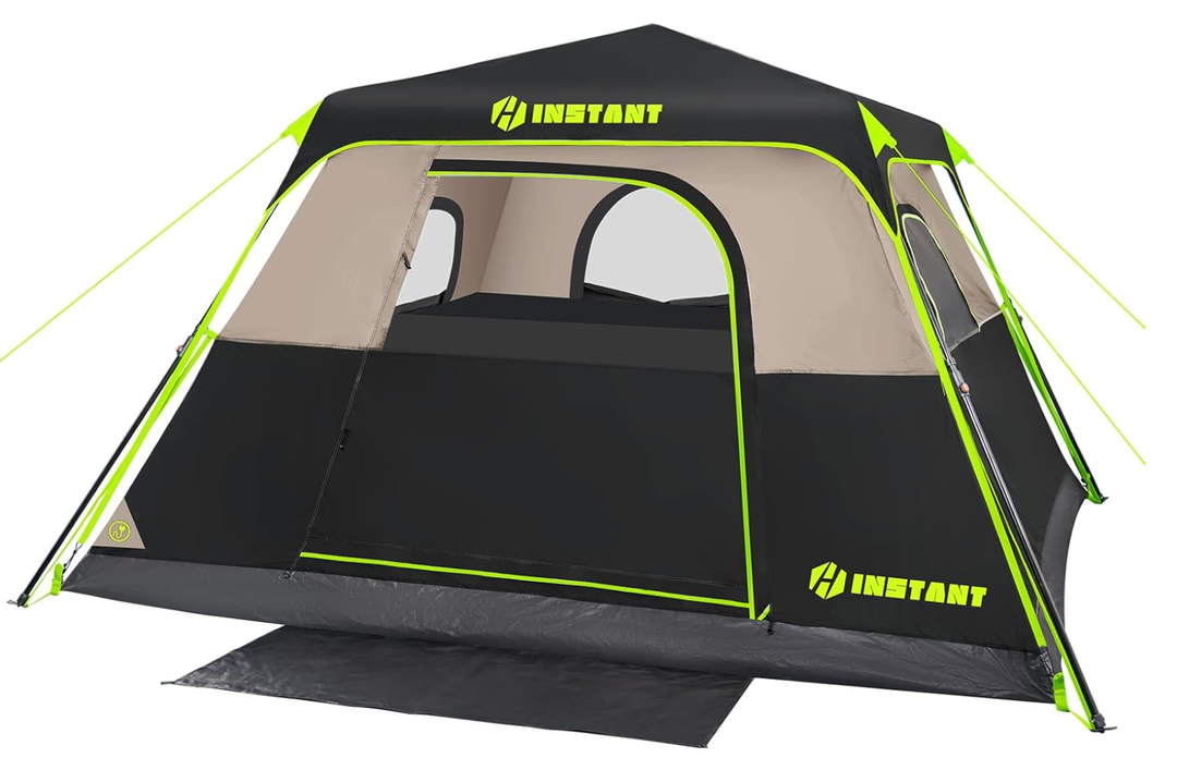 4 Person Instant Tent, Waterproof Pop Up Tents for Camping with Rainfly, 60 Seconds Easy Setup, Automatic Cabin Tent for Family Camping with Expandable Carry Bag & Upgraded Ventilation