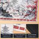 Chinoiserie Mahjong Mat for Table, Traditional Chinese Red Cherry Blossom Sunset Mountain 31.5" x 31.5" Non-Slip & Noise Reduction Mahjong Mat for Poker Dominoes Cards & Board Games
