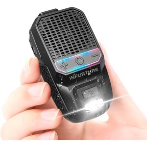 INFURTURE Wearable Bluetooth Speaker Clip on Speaker with RGB/Flashlight Shower Speake Built-in Noise Reduction Mic, Bathroom Speakers for Hands-Free Music/Calls-for Work/Riding/Outdoor, Ideal Gifts (Classic black)