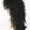 Topcosplay Mens 80s Black Mullet Wigs Male Hair Punk Heavy Metal Rocker Wig