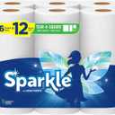 Sparkle Tear-A-Square Paper Towels, 6 Double Rolls : 12 Regular Rolls (3 Packs of 2)