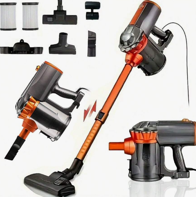 ROPOZZA 1pc 600W 18kpa High-Power Corded Stick Vacuum Cleaner Portable Household Low Noise Handheld Vacuum Cleaner, Suitable For Pet Hair, Hard Floors, And Carpets, A Four In One Lightweight Handheld Rod Vacuum Cleaner