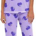 Ekouaer Capri Pajama Sets for Women Short Sleeve Tops Sleepwear Sleep Sets Pjs Sets Soft Two Piece Loungewear Sets, XL