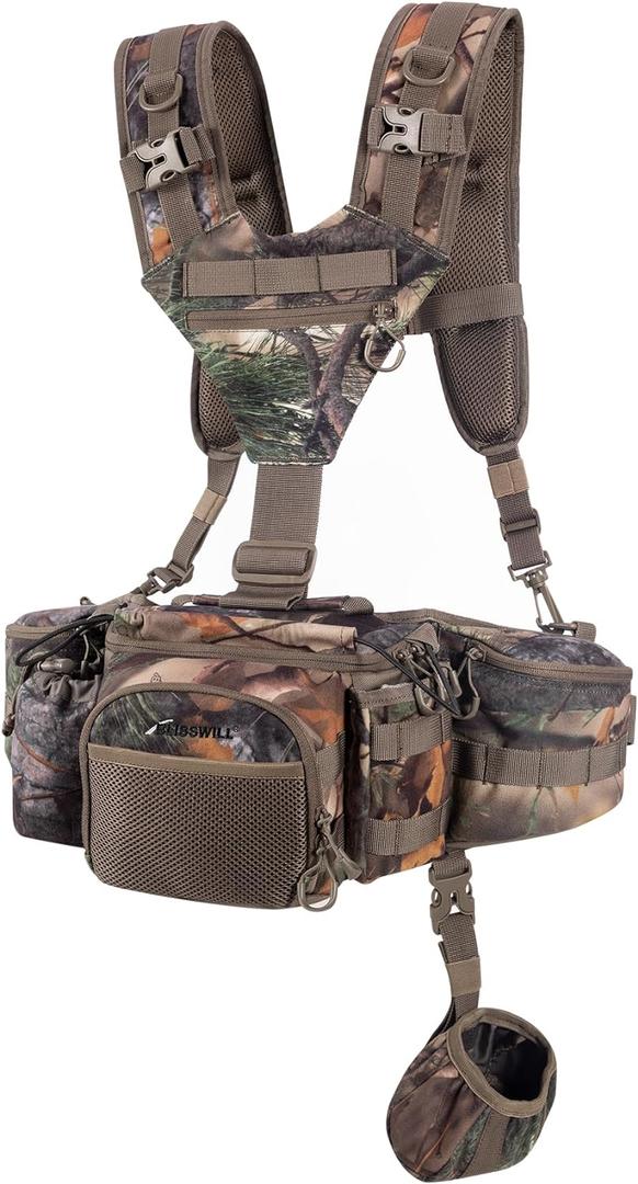 BLISSWILL Hunting Fanny Waist Pack with Harness PouchShoulder-Supported Waist Pack Hunting Backpack for Bow RifleNew Leaf Camo