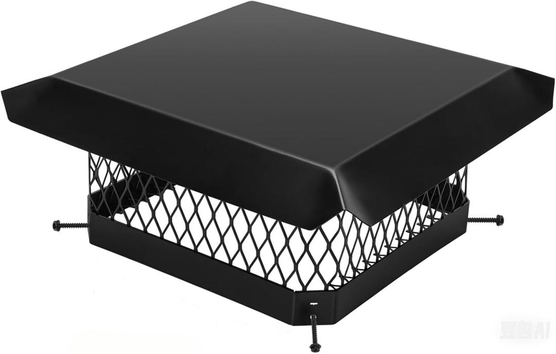 G GOOD GAIN Chimney Cap - 13 x 13 inch Chimney Cover for Outside Galvanized Steel | Fireplace Rain Caps with Hood Plate | Chimney Flue Cover Fits Existing Tiles with Adjustable Metal Screws & Gloves