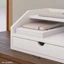 Ballucci Desk Organizer with Drawer, 2 Tier Paper Office Supplies Desk Organizer, 13 2/5" x 9 3/5" x 6", White