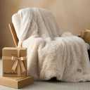 Bedsure GentleSoft Luxury Faux Fur Beige Throw Blanket for Couch, Extra Soft Fuzzy Fluffy Shaggy Blanket Gifts for Women, Warm Cozy Plush Comfrt Fleece Throw for Room Decor, 50x60 Inches