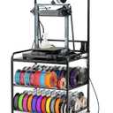 3D Printer Rack Filaments Storage - Rolling 3d Printing Stand Filament Organizer, Spools Holder Racks Cart with Wheels, Heavy Duty Shelf Hold Spool PLA, ABS, PETG for Garage Office Workshop (Black)
