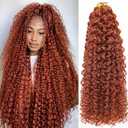 7 Packs Curly Crochet Hair GoGo Curl Crochet hair for Women 350 24inch Black Deep Wave Braiding hair,Synthetic Bohemian Crochet Braid Water Wave Crochet hair Extensions
