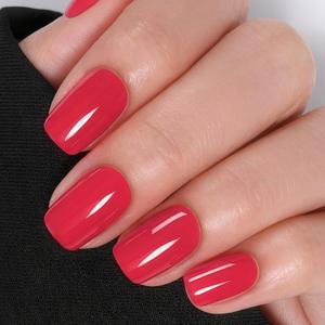 UNA GELLA Soft Gel Press on Nails - 16 Sizes Red Short Square Glue on Nails, 32Pcs Reusable Red Solid Color False Nails with Glue, Full Cover Acrylic Nail Kit for Women DIY Home Manicure