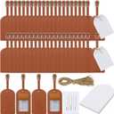 Amylove 48 Sets Leather Luggage Tags Bulk Wedding Favors Luggage Tags for Guests Bridal Gifts Wedding Bridal Shower Gift PU Leather with Name ID Card Tag for Guests (Brown)