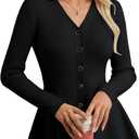GRACE KARIN Long Sleeve Cardigan Sweaters for Women, Button Up Knit Blazer, Lightweight Business Casual Peplum Tops (Small, Black)
