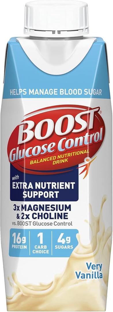 BOOST Glucose Control Ready to Drink Nutritional Drinks with Extra Nutrient Support Drink, Very Vanilla, Carton, 8 Fl Oz, Pack of 24 (EXP 05/01/27)