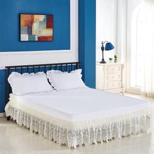 Home Wrap Around Elastic Lace Bed Skirts Bed Wrap Easy Fit Dust Ruffle Bedskirt 14" Drop Dust Ruffle Adjustable