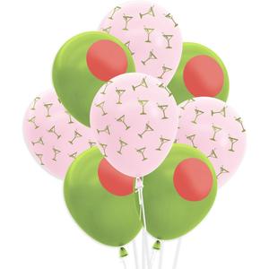 xo, Fetti Dirty Martini Latex Balloons - 24 pk, 12" | Olive Cocktail Decorations, Pink Bachelorette Party Decor, Tini Bit Older Birthday Supplies