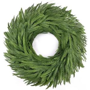 Wakeys 24" Norfolk Pine Wreath for Front Door, Real Touch Christmas Wreaths Artificial Greenery Realistic Wreath Holiday Winter Decoration for Home Decor Window Indoor Outdoor