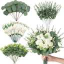 100 Pcs Artificial Mixed Eucalyptus Stems Bulk, 7 Kinds Faux Greenery Eucalyptus Leaves for Vase Wedding Bouquets Artificial Flowers for Centerpieces Home Decor