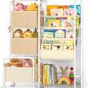 Kids Bookshelf and Toy Storage, Montessori Bookshelf, 4-Tier Baby Toddler Book Shelves, Bookshelf for Kids with Toy Storage Organizer, Book Shelf for Kids Rooms Nursery Playroom Classroom