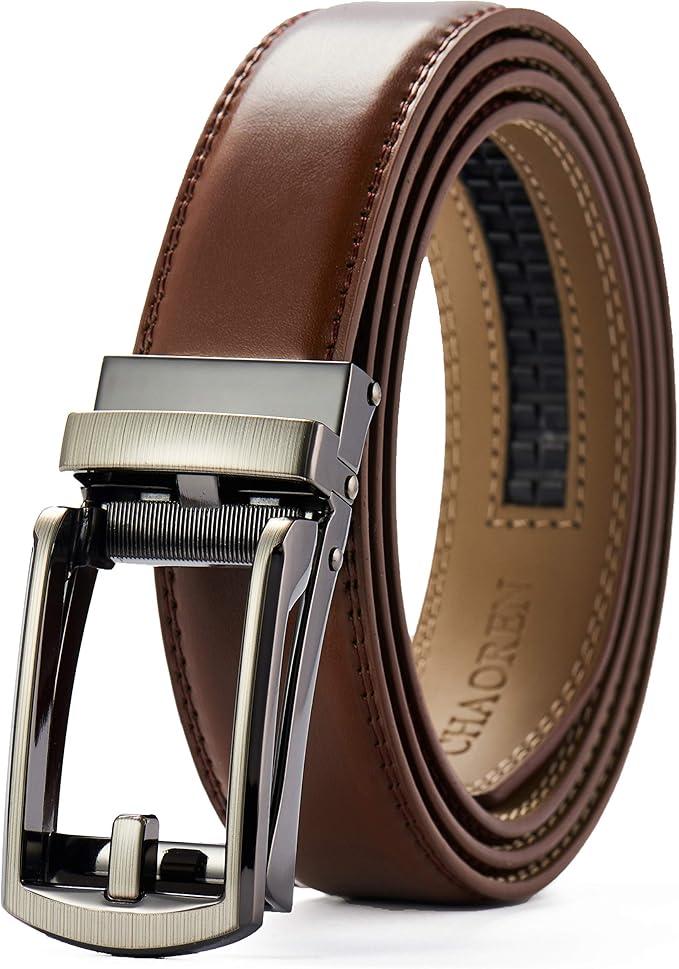 CHAOREN Mens Dress Belt - Ratchet Belt Leather 1 1/4" Comfort Click - Perfect Companion to Mens Dress Shoes, Size: 36" to 42" Waist Adjustable