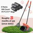 TIMINGILA 36" Pooper Scooper Swivel Bin & Rake with 100 Dog Poop Bags,Adjustable Long Handle for No-Bend Cleanup,Portable Non-Breakable Dog Poop Scooper for Large Medium Small Dogs
