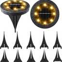 Solar Powered 2Pack, Waterproof LED Outdoor Disk Lights - Solar Garden Lights for Landscape, Pathway, Patio, Yard, Walkway, Lawn, Driveway (Warm White) (Black)