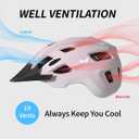 Bike Helmet for Adults, Lightweight Mountain Bicycle Helmet with USB Rechargeable LED Rear Light, Removable Sun Visor for Women, Men, Suitable for Cycling and Commuting, Medium (21.6-22.8in)