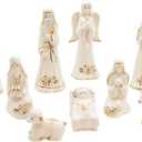 Kurt S. Adler Gold and White Table, 9 Piece Nativity Set, 2-6.75-Inches