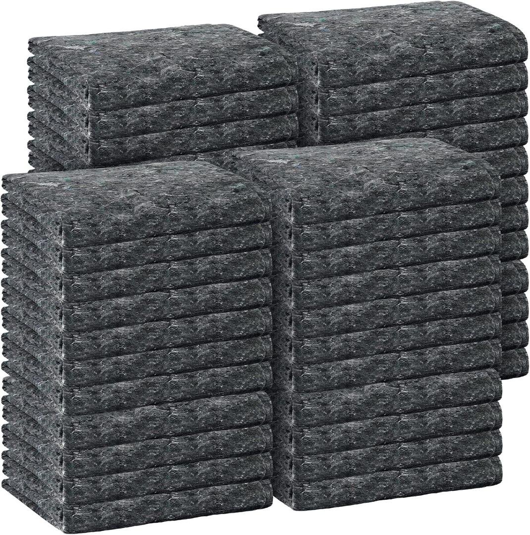 32 Pieces Textile Moving Blankets Bulk 54 x 72 Inch Furniture Blanket High Tensile Strength Pads Shipping Packing Blanket for Moving Furniture Floors Moves and Storage Equipment(Grey), Small