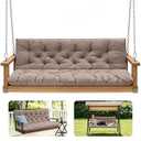 GPQAWER Outdoor Swing Cushions, Waterproof Swing Cushions 3 Seater Replacement with Backrest, Outdoor Thickened Bench Cushion with Ties for Porch, Patio, Backyard, Garden and Lawn (Khaki 60 * 40 in)