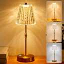 SAIWEYA Cordless Table Lamp, 5000mAh Rechargeable Battery Operated Portable Lamp, Dimmable+3 Colors LED Touch Control, Vintage Crystal Lamp for Bedroom, Kitchen, Bar, Office (Gold-1 Pack)